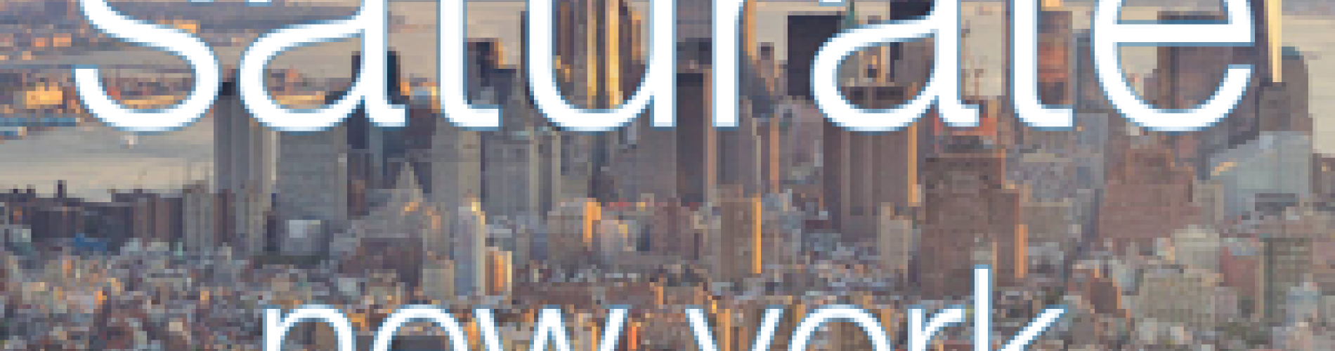 Sunset over New York City skyline with pastel clouds and distant skyscrapers