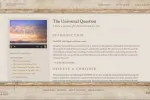 Website page with a sunset video thumbnail and text about "The Universal Question" introduction.